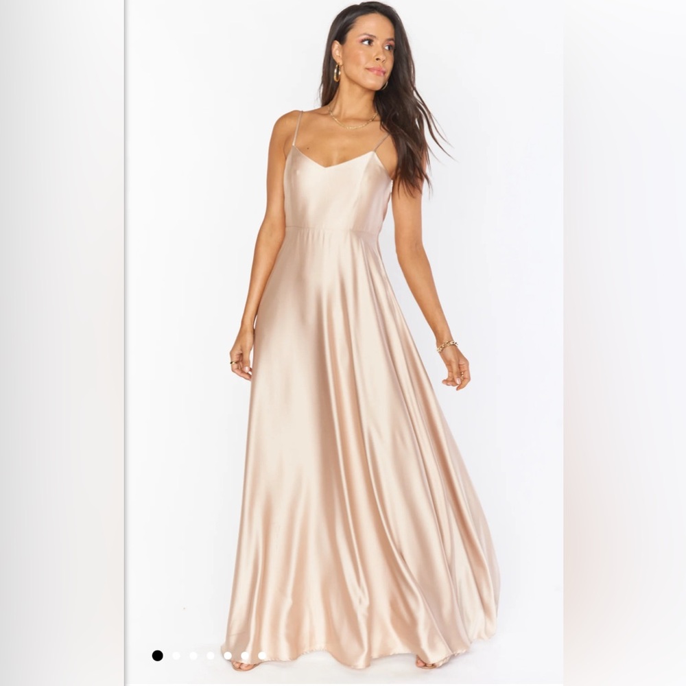 Faith Maxi Dress in champagne luxe satin